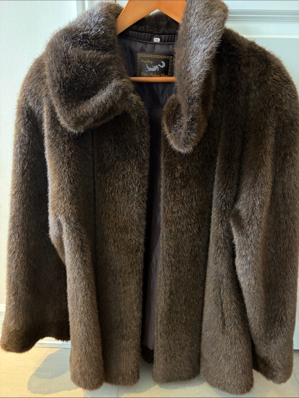 Classic Brown Faux Fur Coat - Women's Jacket